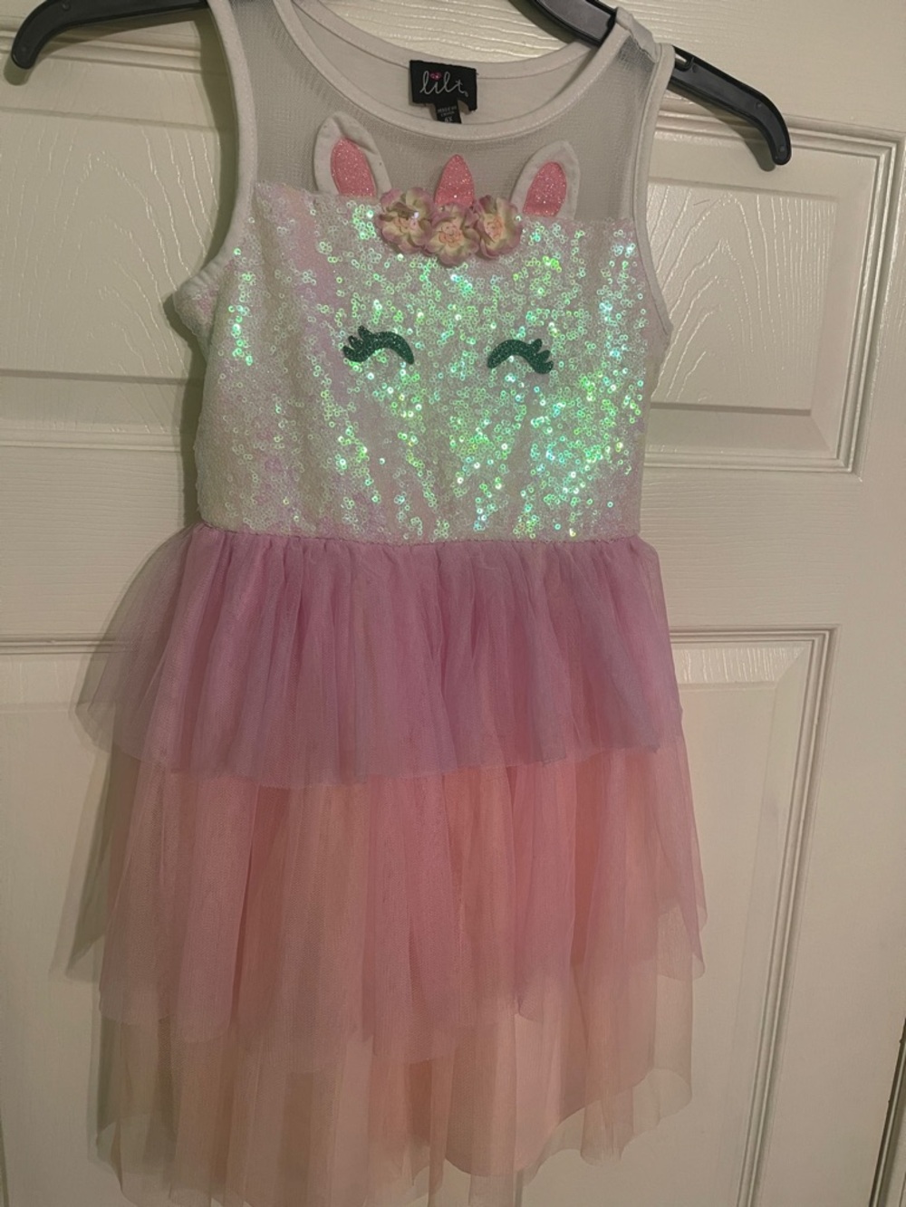 lilt Pink and Peach Sequin Unicorn Tulle Costume Dress